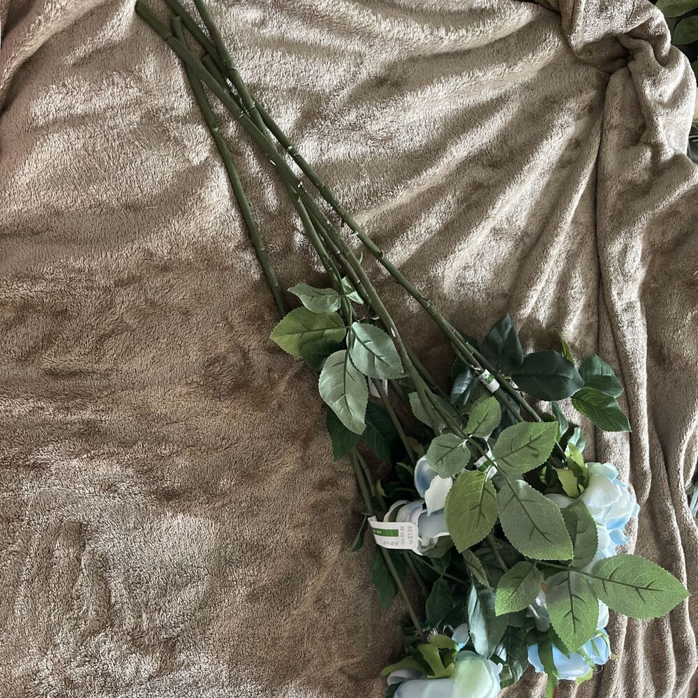 Artificial Flower Silk Rose Blue Ashland 25” Stem New With Tags